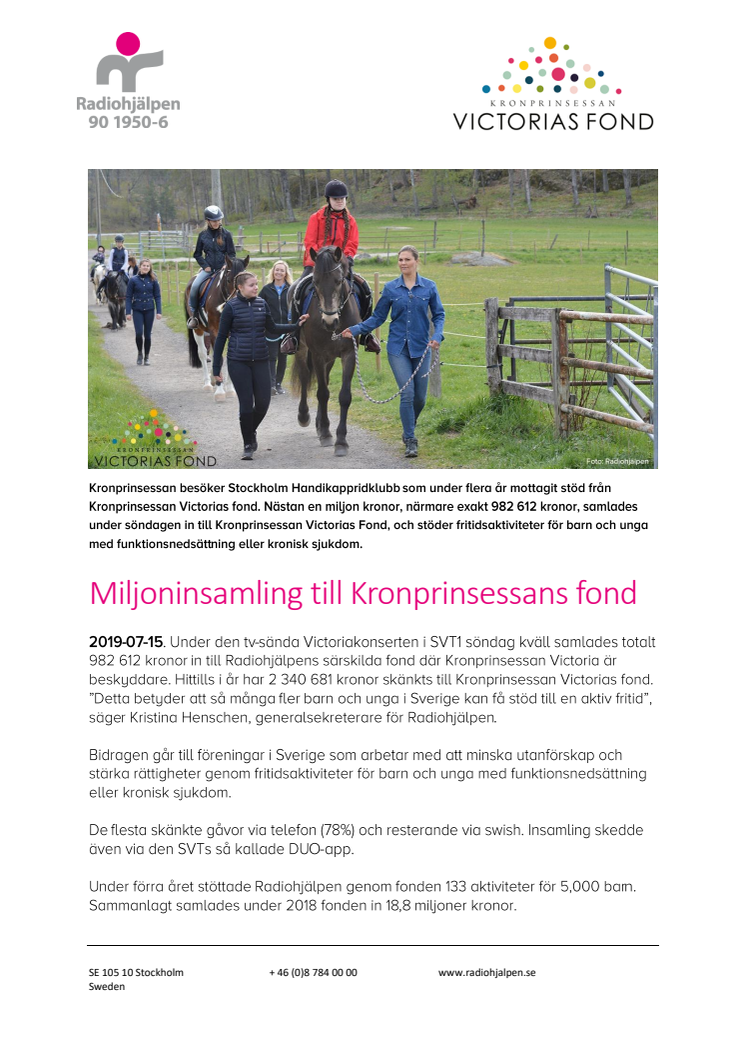 Miljoninsamling till Kronprinsessans fond