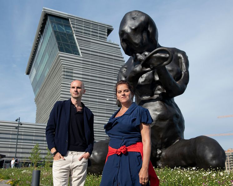 Harry Weller and Tracey Emin in front of The Mother