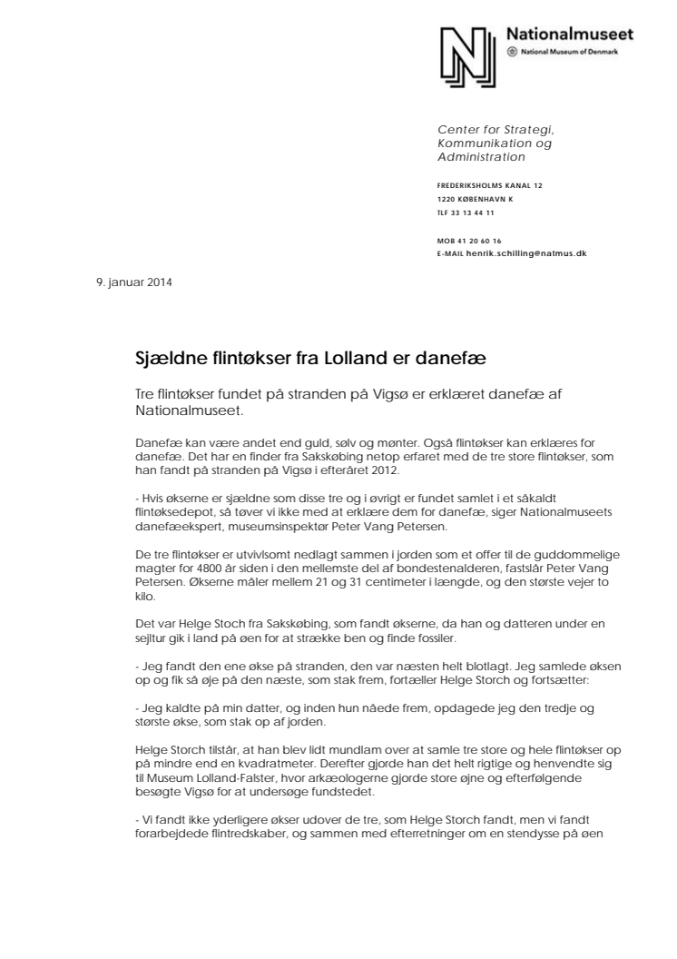 Sjældne flintøkser fra Lolland er danefæ