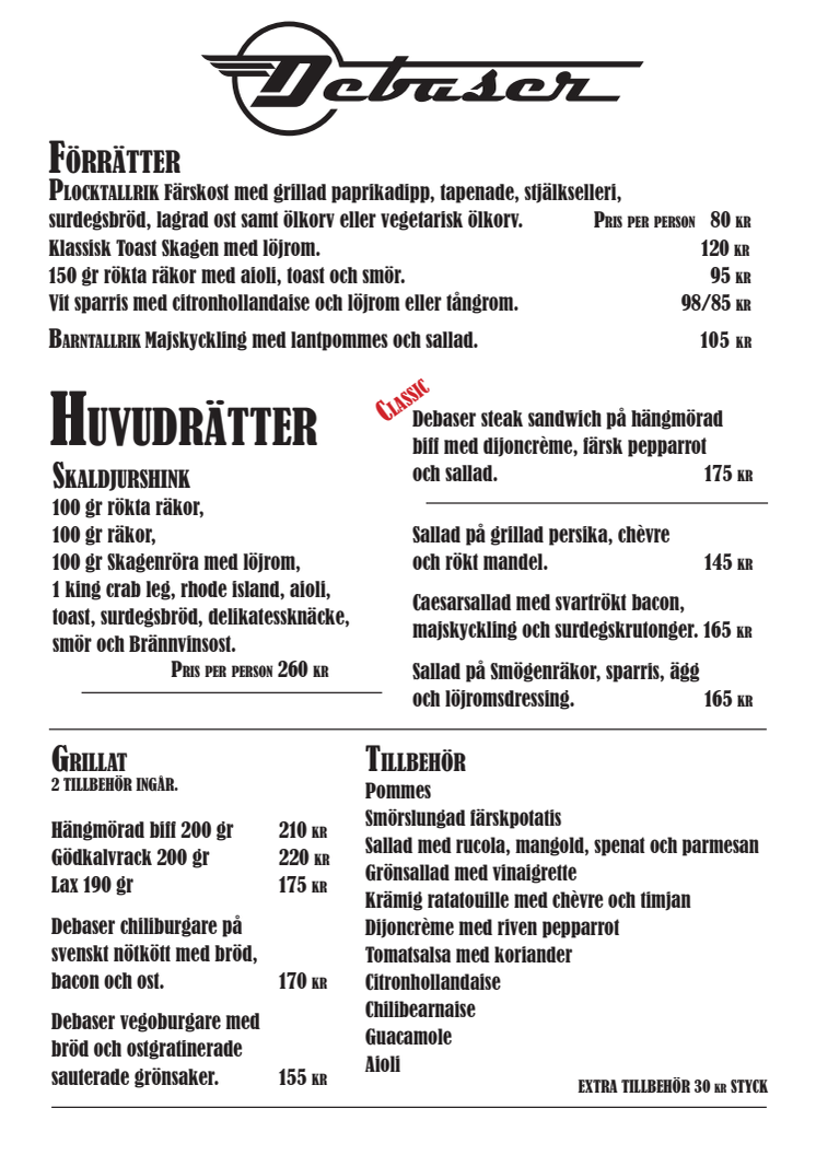 Debaser Humlegården premiär 27/4, brunch och ny meny!