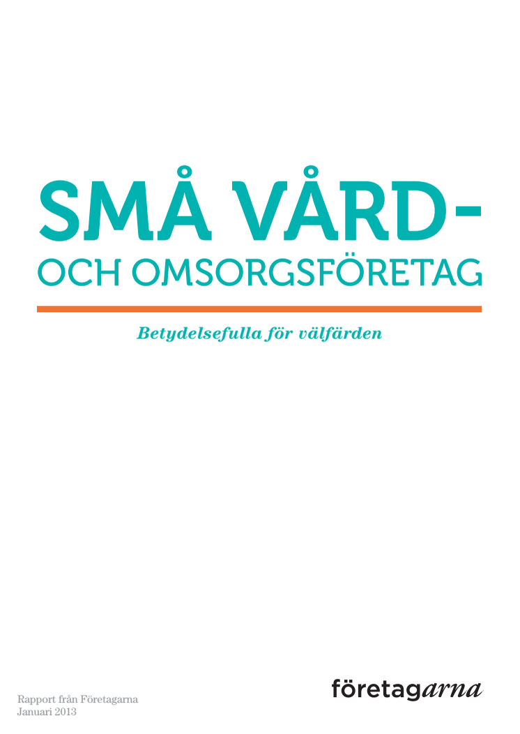 ”Små vård- och omsorgsföretag – betydelsefulla för välfärden”