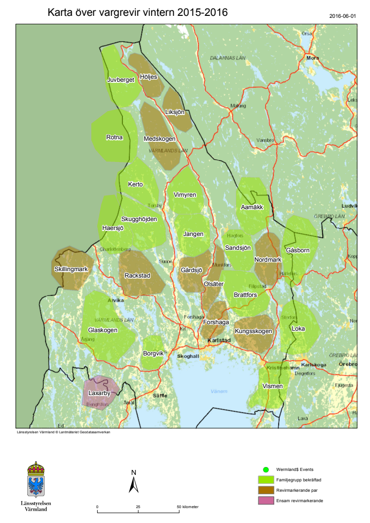 Karta över vargrevir i Värmlands län vintern 2015-2016 (PDF)