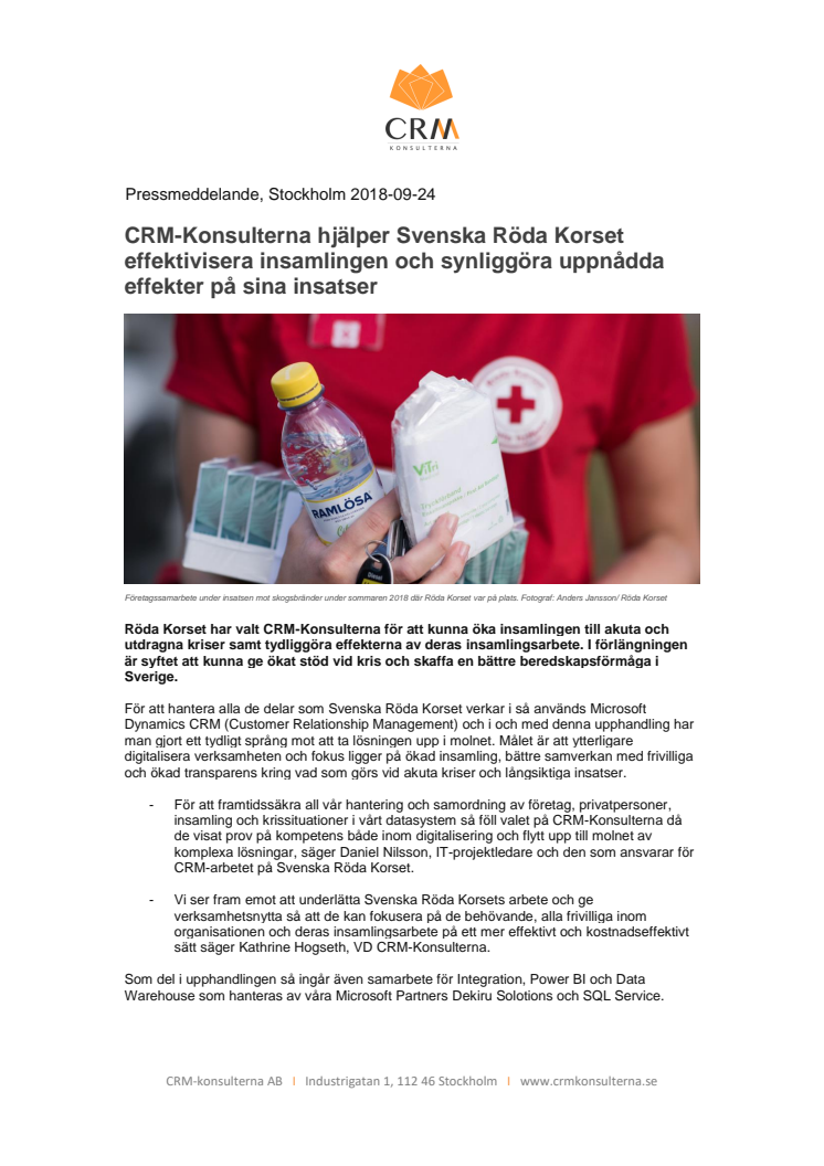 CRM-Konsulterna hjälper Svenska Röda Korset effektivisera insamlingen och synliggöra uppnådda effekter på sina insatser