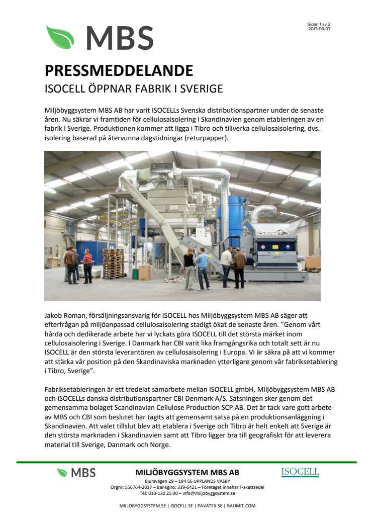 ISOCELL öppnar fabrik i Sverige