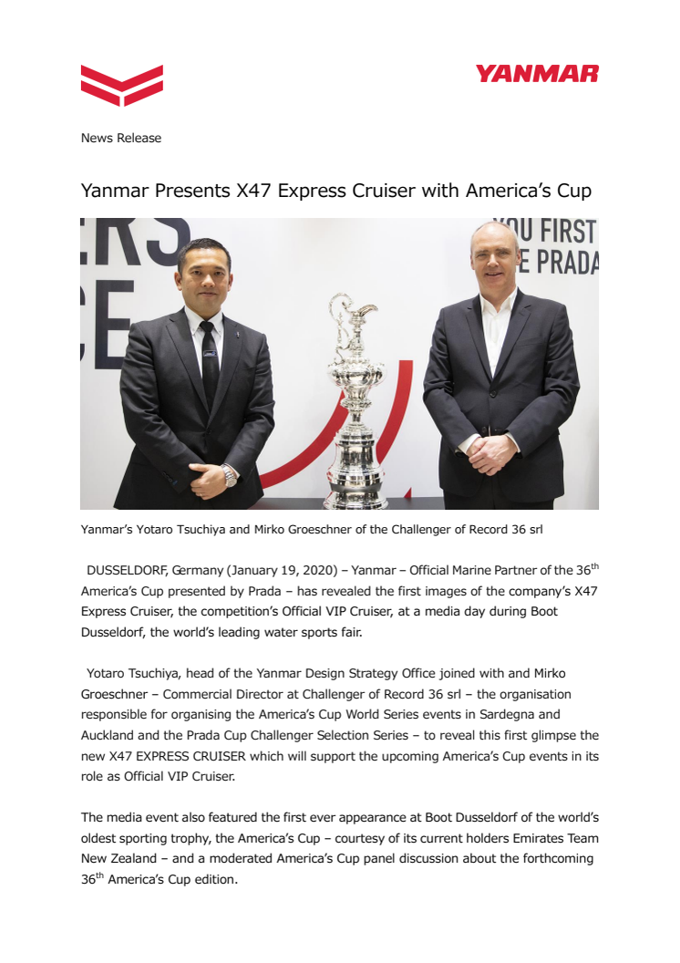 Yanmar Presents X47 Express Cruiser with America’s Cup