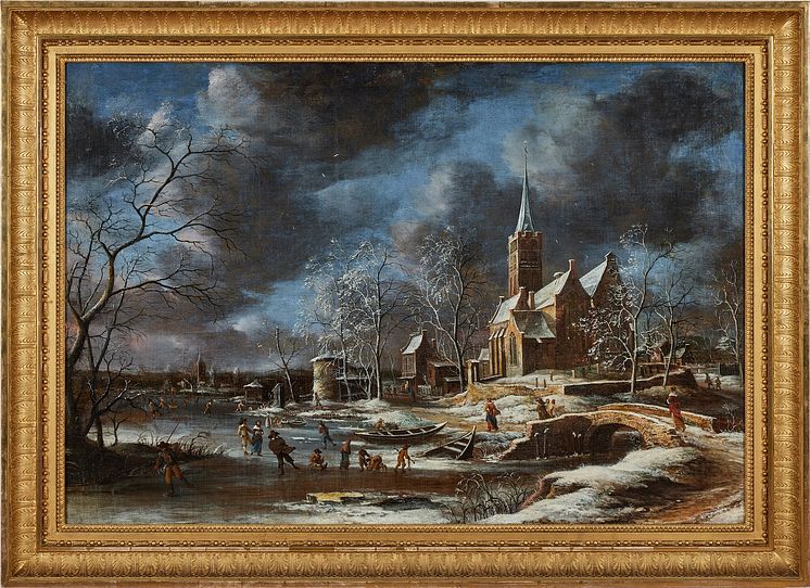 A Winter landscape with skaters by Anthoine Beerstraten