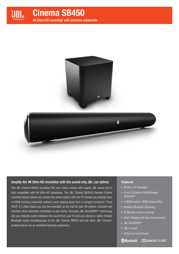 JBL forstærker udviklingen af 4K Ultra-HD og lancerer ny tilføjelse til Soundbar-familien