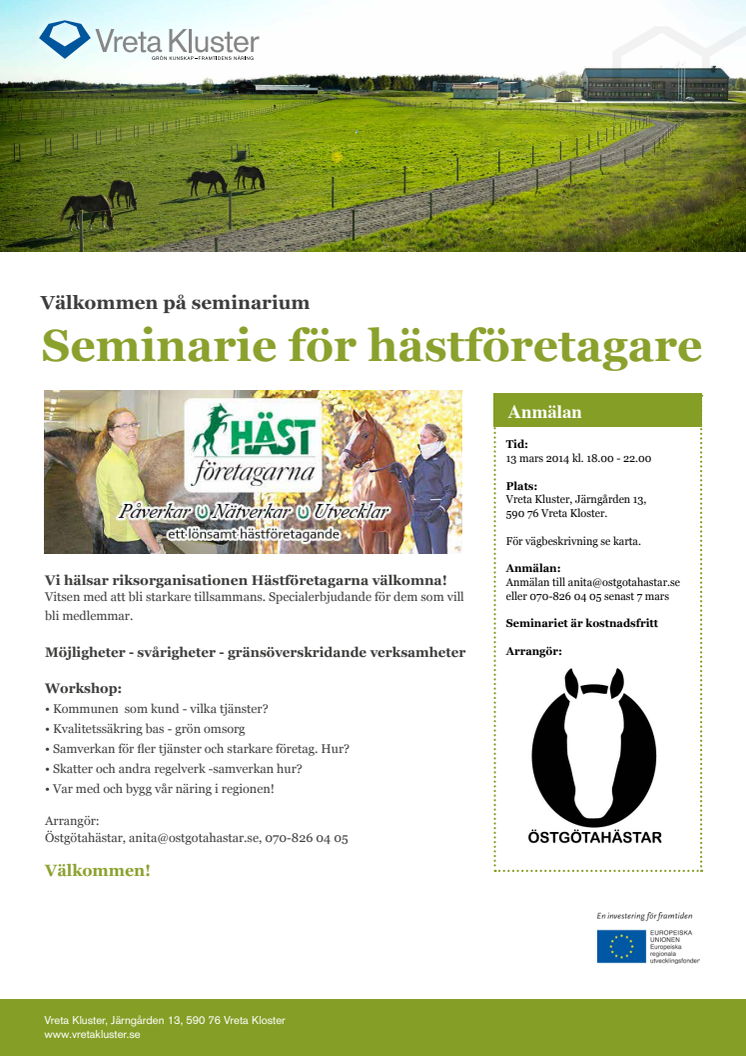 Välkommen på seminarium för hästföretagare