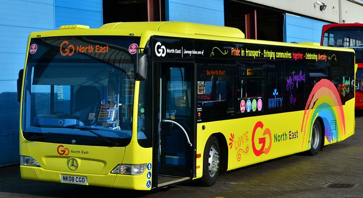 One of Go North East's Pride buses