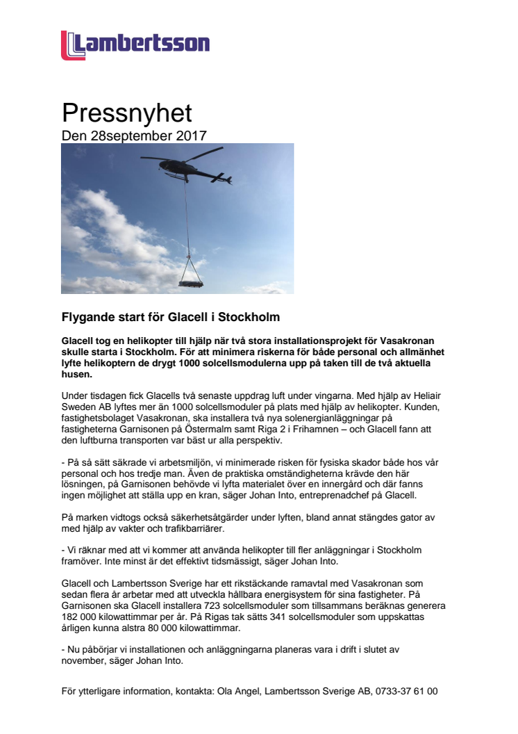 Flygande start för Glacell i Stockholm