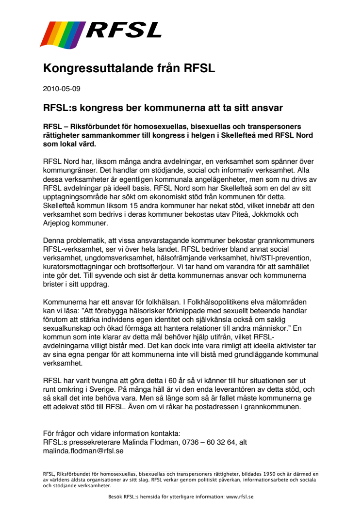 RFSL:s kongress ber kommunerna att ta sitt ansvar