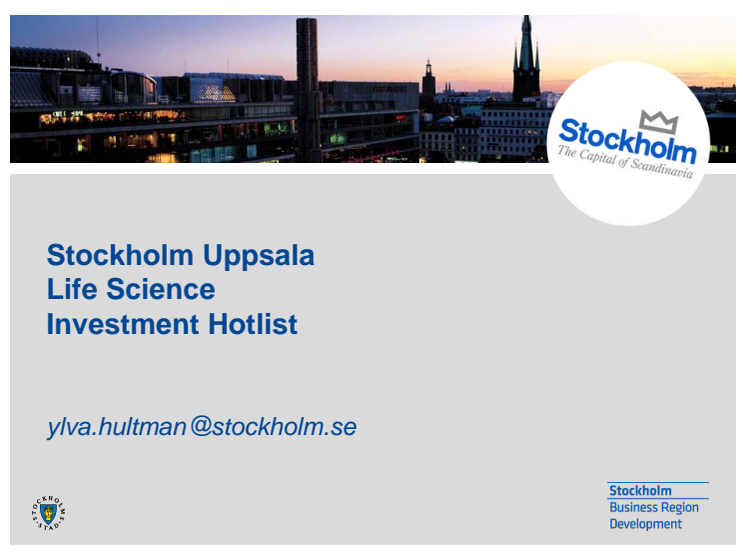 Life science hotlist to attract investments to Stockholm