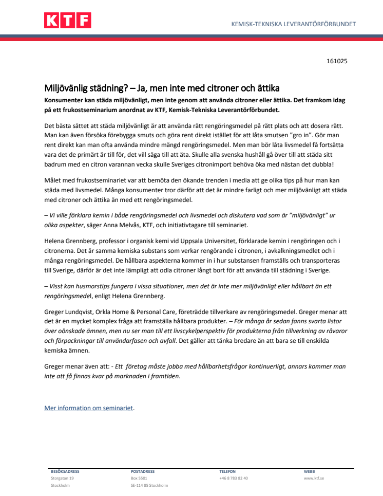 Miljövänlig städning? - Ja, men inte med citroner och ättika