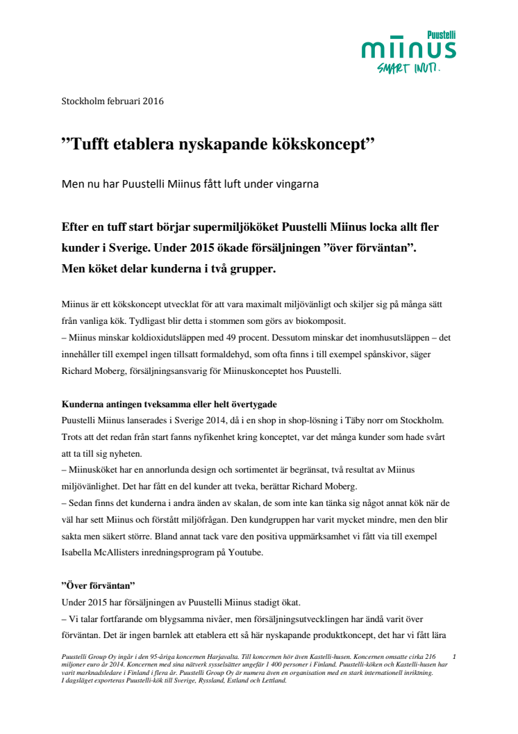 ”Tufft etablera nyskapande kökskoncept”