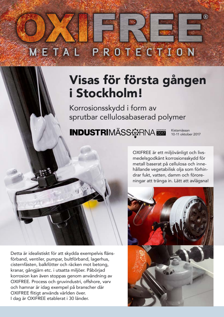 Oxifree metal protection visas för första gången på Industrimässorna i Stockholm