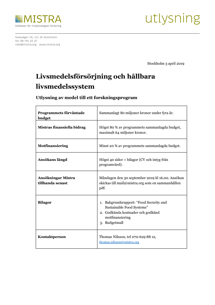 Utlysning - 64 MSEK till forskningsprogram om livsmedelsförsörjning och hållbara livsmedelssystem 