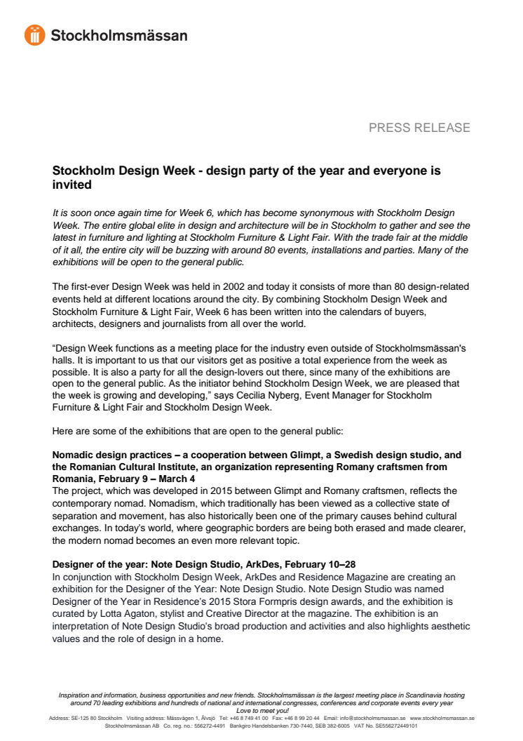 Stockholm Design Week - design party of the year and everyone is invited