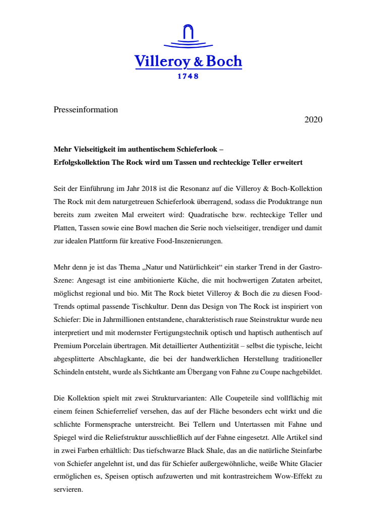 Mehr Vielseitigkeit im authentischen Schieferlook – Erfolgskollektion The Rock wird um Tassen und rechteckige Teller erweitert