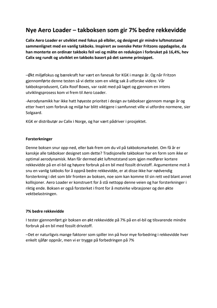 Nye Aero Loader – takboksen som gir 7% bedre rekkevidde 