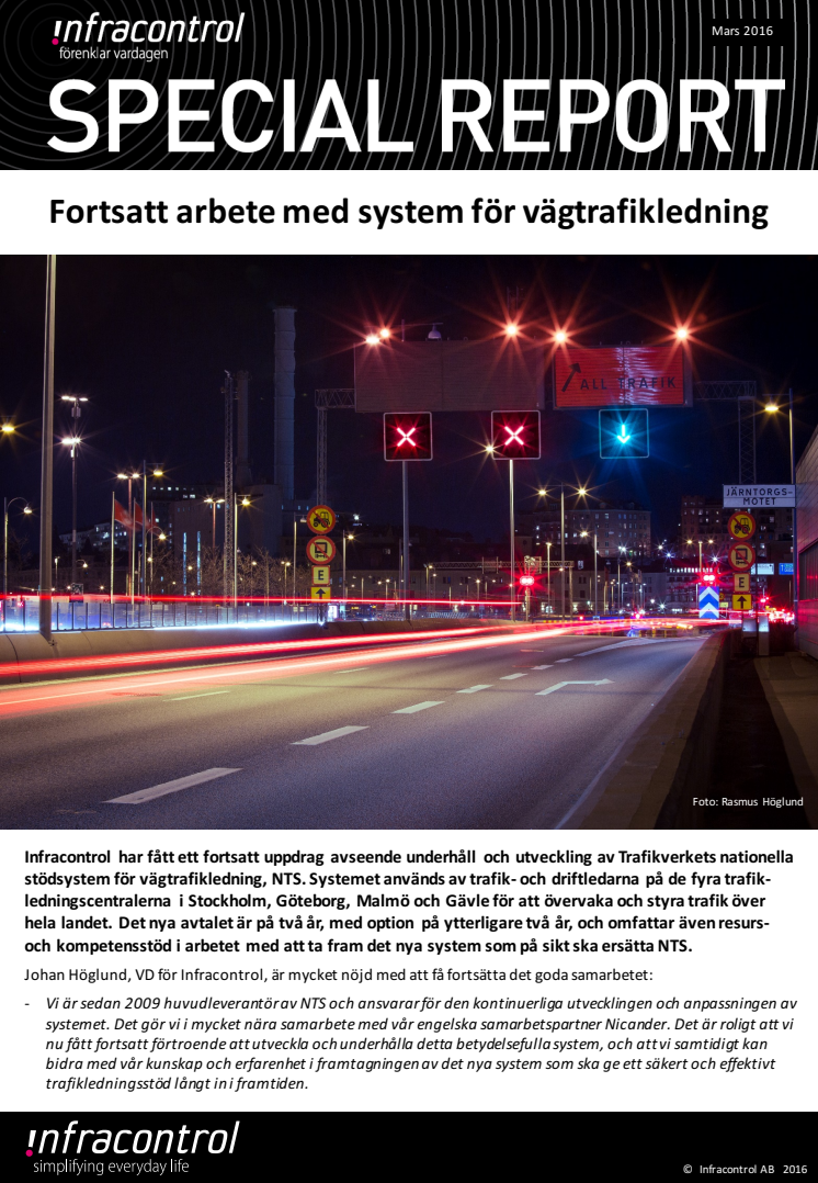 Fortsatt arbete med system för vägtrafikledning