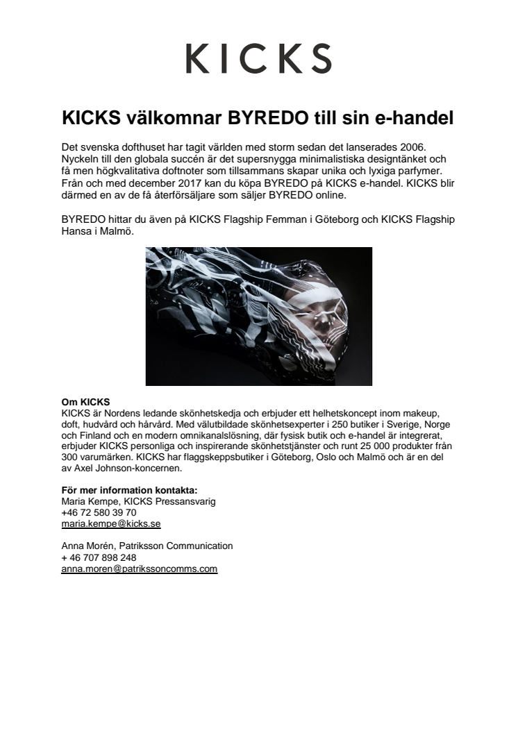 KICKS välkomnar BYREDO till sin e-handel