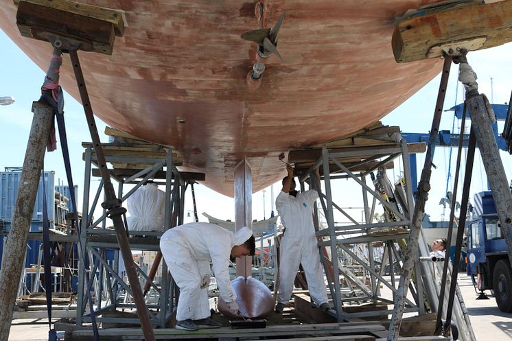 Story image - Coppercoat - last Clipper 70  re-launched, after having Coppercoat applied