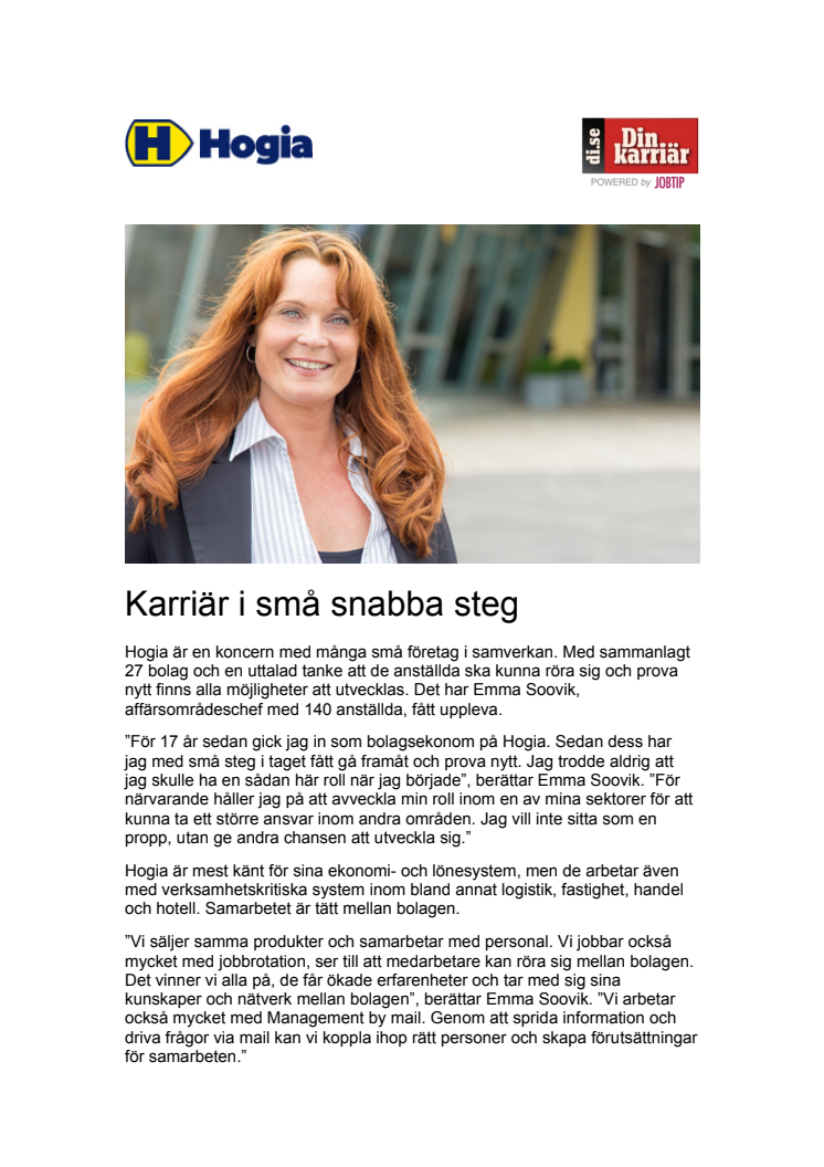 Karriär i små snabba steg