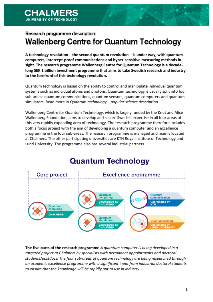 Wallenberg Centre for Quantum Technology