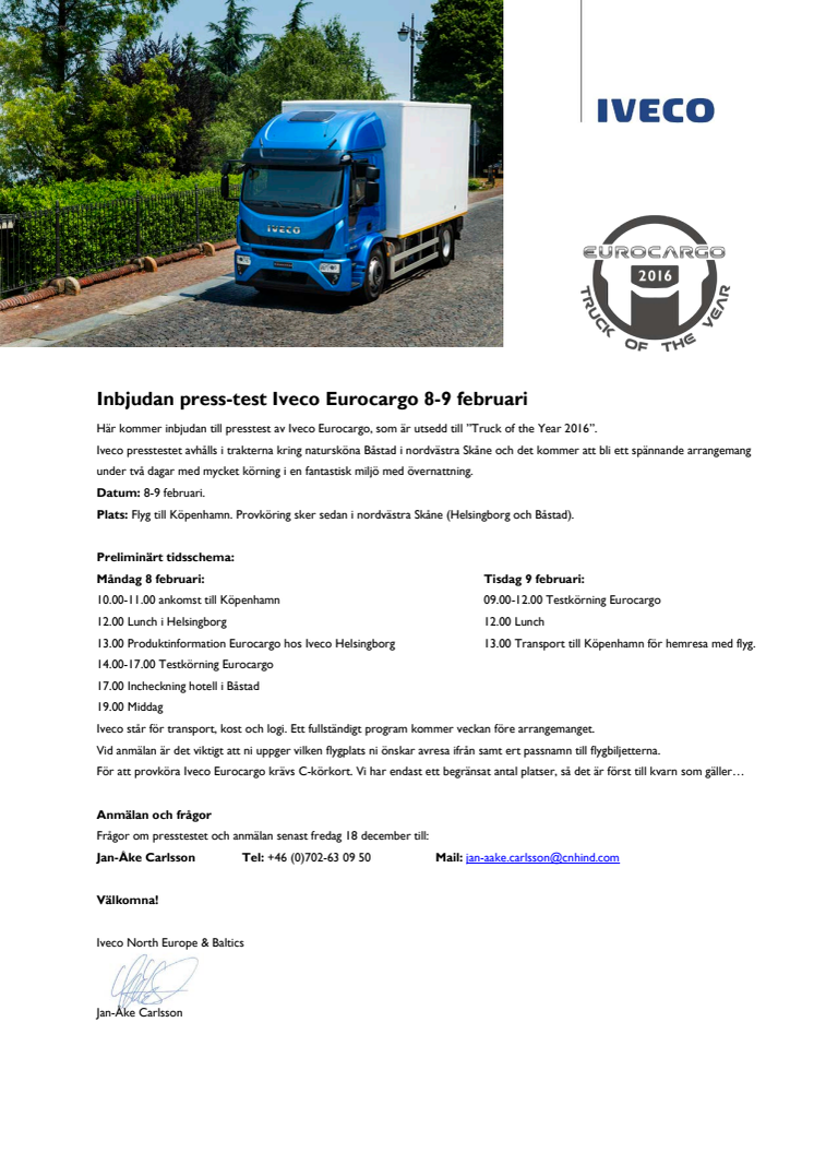 Presstest Iveco Eurocargo 8-9 februari