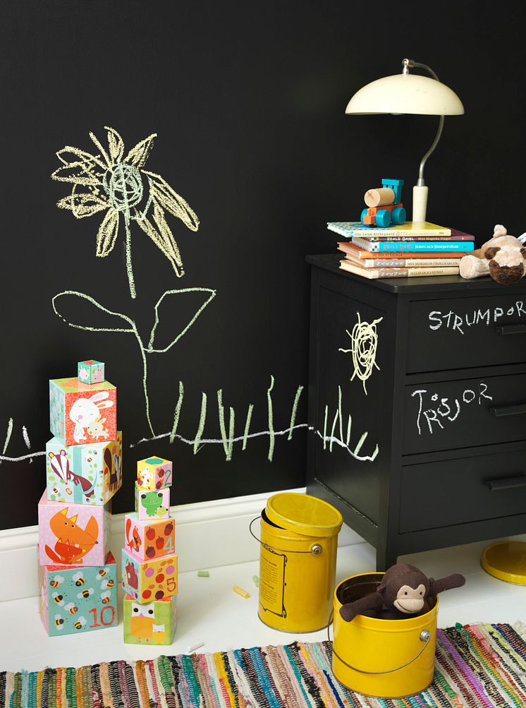 Skoltavelfärg på väggen och möbler, Beckers