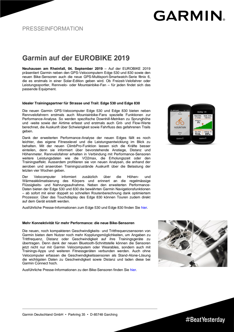 Garmin auf der EUROBIKE 2019