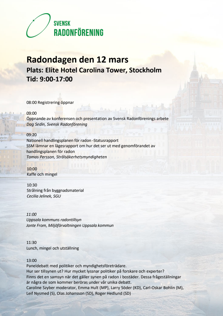 Program för Radondagen 12 mars klart - Anmäl dig här