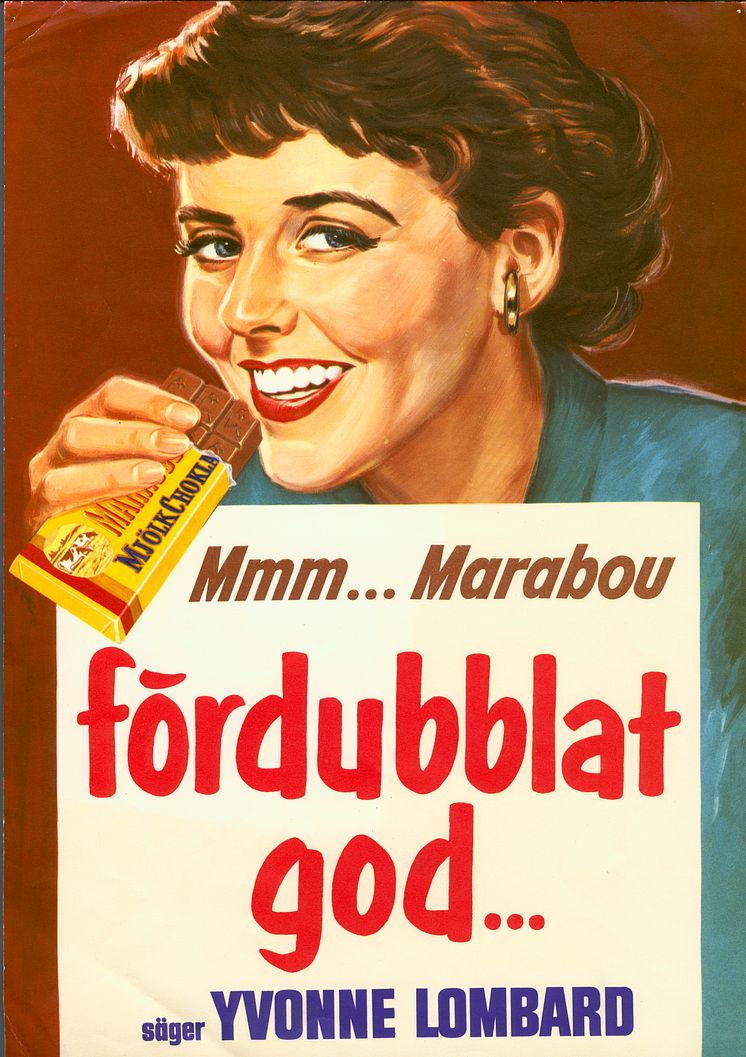 Reklambild “Fördubblat god” med Yvonne Lombard, 1957