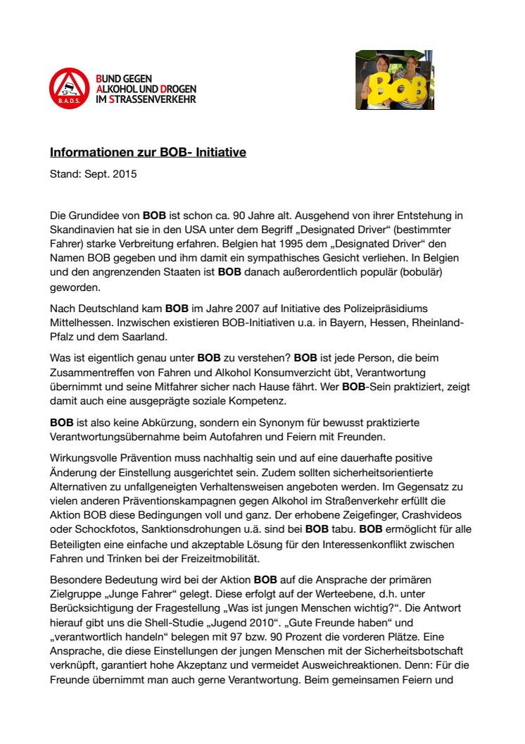 Informationen zur BOB-Initiative