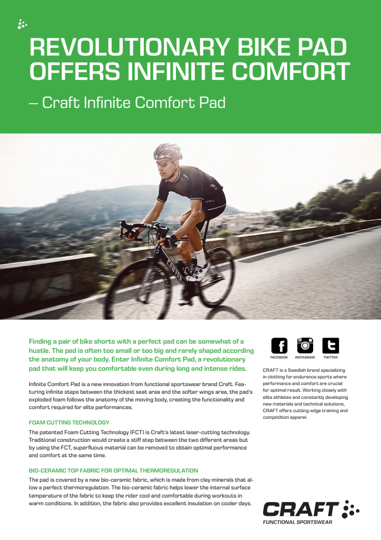 Revolutionary bike pad offers infinite comfort – Craft Infinite Comfort Pad