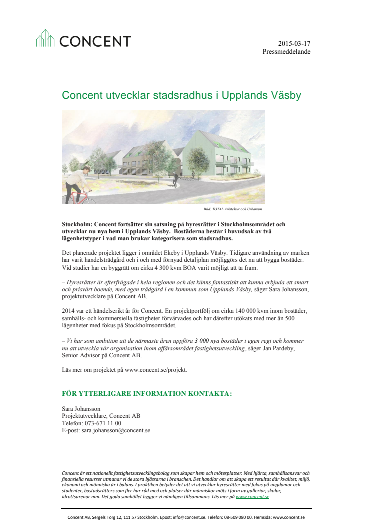 Concent utvecklar stadsradhus i Upplands Väsby