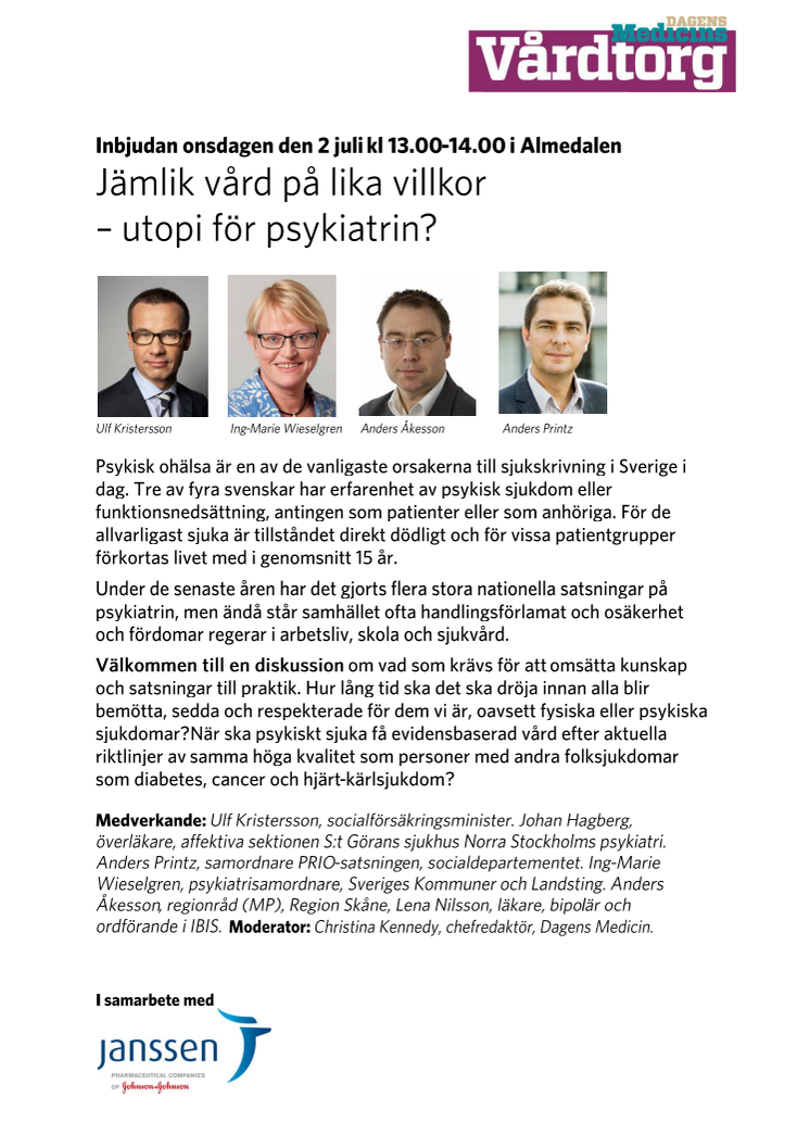 Jämlik vård på lika villkor - utopi för psykiatrin