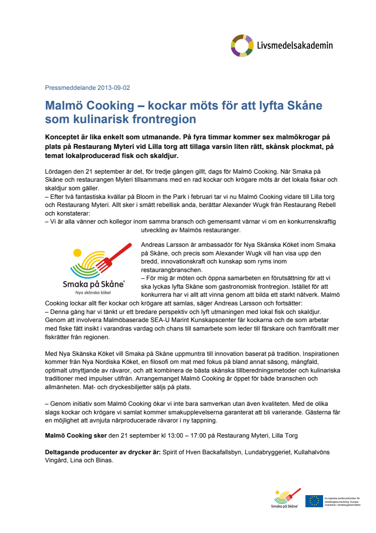 Malmö Cooking – kockar möts för att lyfta Skåne som kulinarisk frontregion