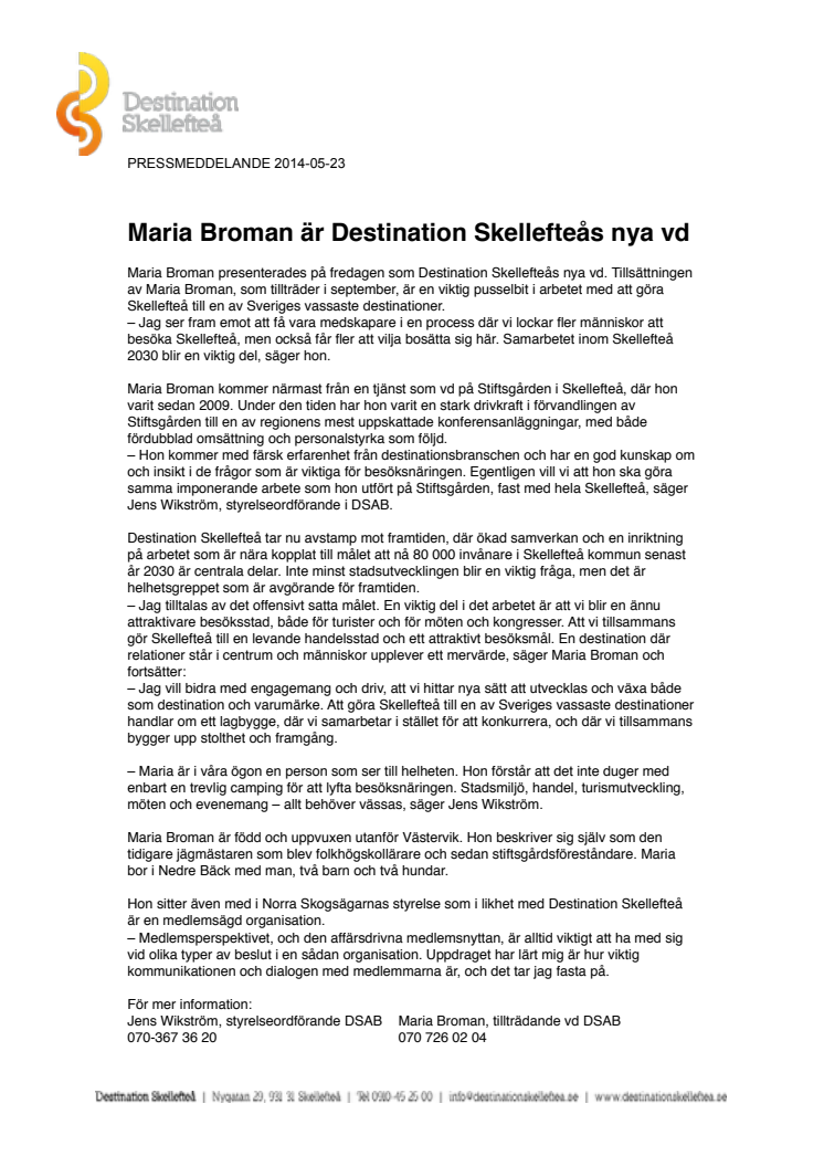 Maria Broman är Destination Skellefteås nya vd