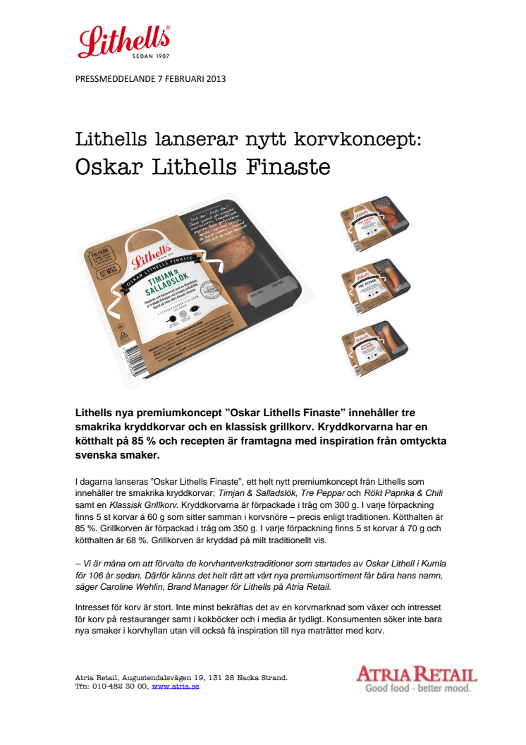 Lithells lanserar nytt korvkoncept: Oskar Lithells Finaste
