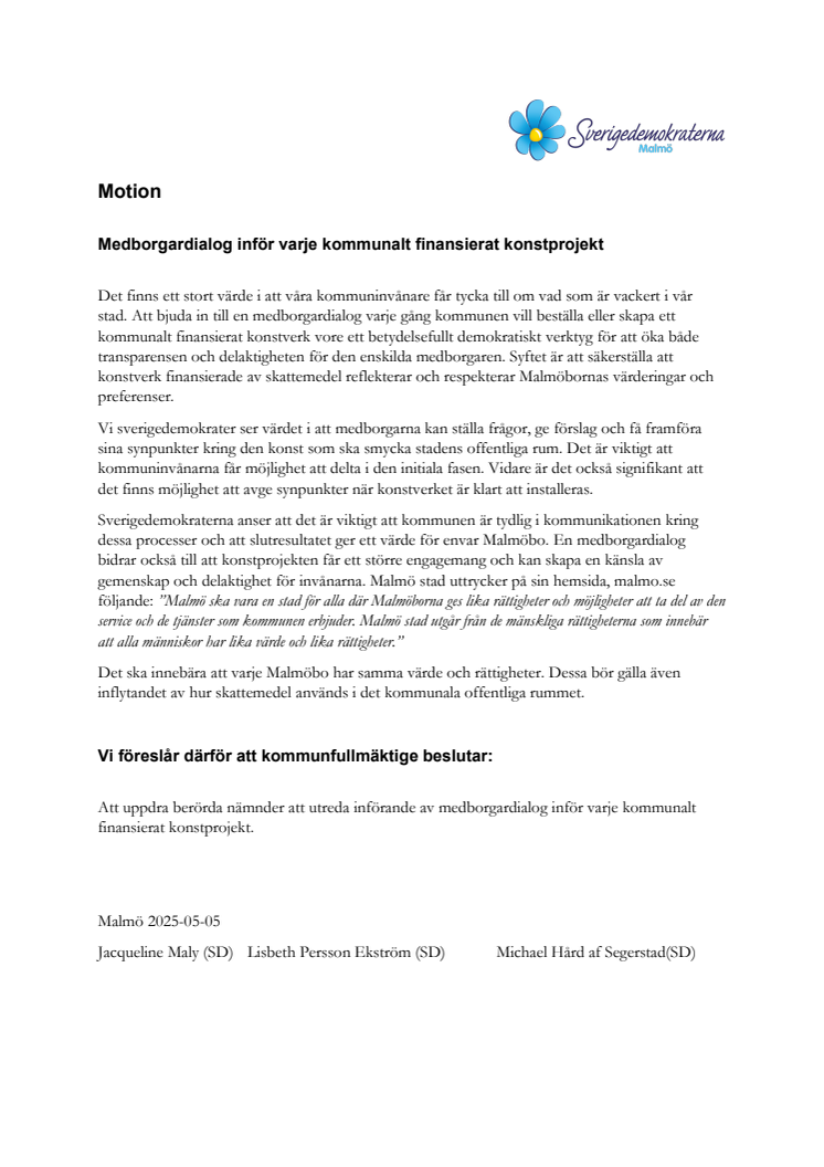 250505 Motion Meborgardialog inför varje kommunalt finansierat konstprojekt.pdf
