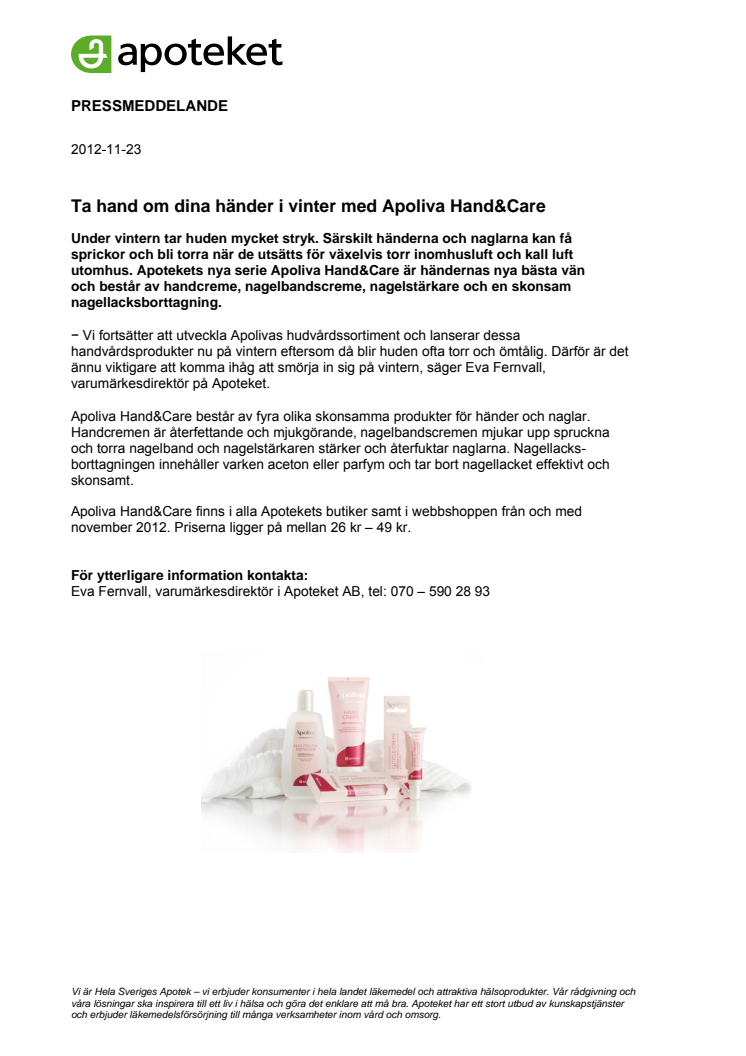 Ta hand om dina händer i vinter med Apoliva Hand&Care