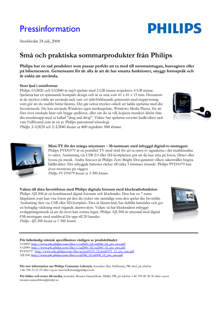 Små och praktiska sommarprodukter från Philips