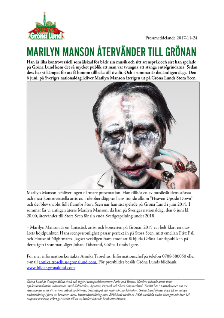 Marilyn Manson återvänder till Grönan