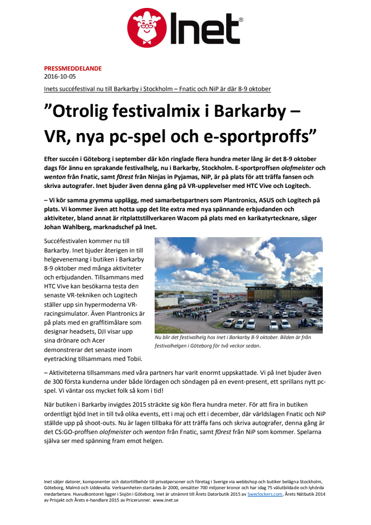 ”Otrolig festivalmix i Barkarby – VR, nya pc-spel och e-sportproffs”