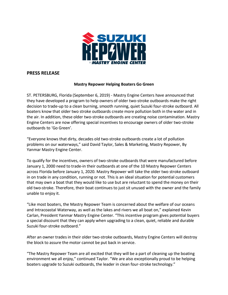 Mastry Repower Helping Boaters Go Green