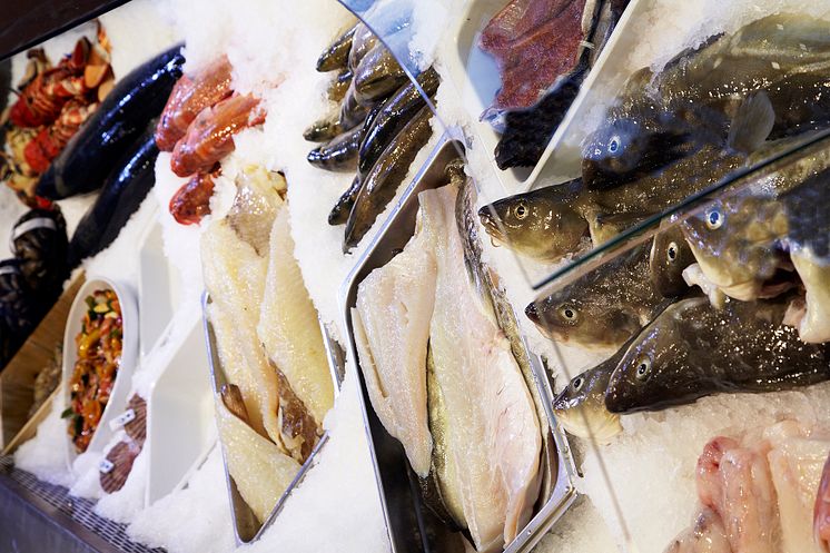 Fish counter with Norwegian seafood