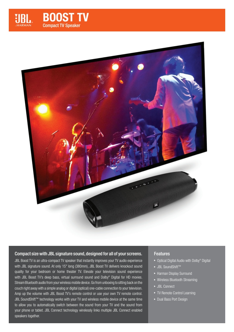 JBL Boost TV – stort tv-ljud från liten högtalare