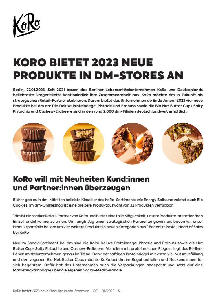 Pressemitteilung_KoRo bietet neue Produkte in dm-Stores an