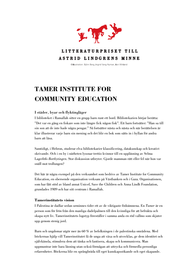 Biobibliografi: Tamer Institute for Community Education